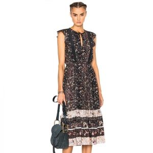Ulla Johnson Black Printed Floral Silk Dress